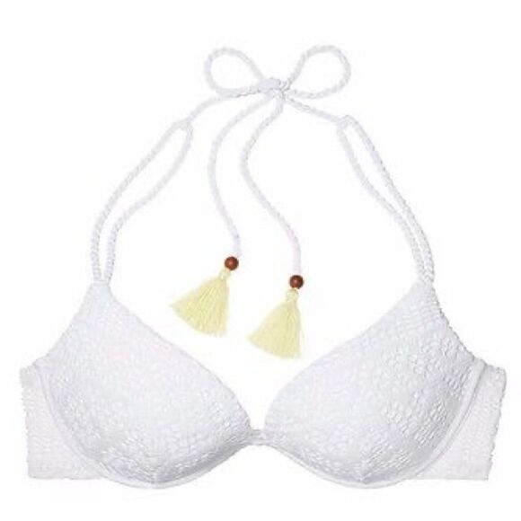 Victoria's Secret Swim Archives Beach Lace Push-Up Bikini Top Coconut White 36DD - Picture 4 of 5
